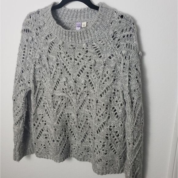 Crop pom pom open weave sweater - Picture 1 of 3